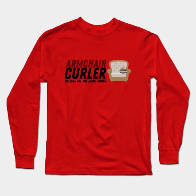 Curling - Armchair Curler - Black Text Long Sleeve T-Shirt by itscurling